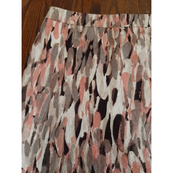 Size 10 Petite Anne Taylor Midi Mini Skirt Brown Tan Ivory Pink - Picture 2 of 6